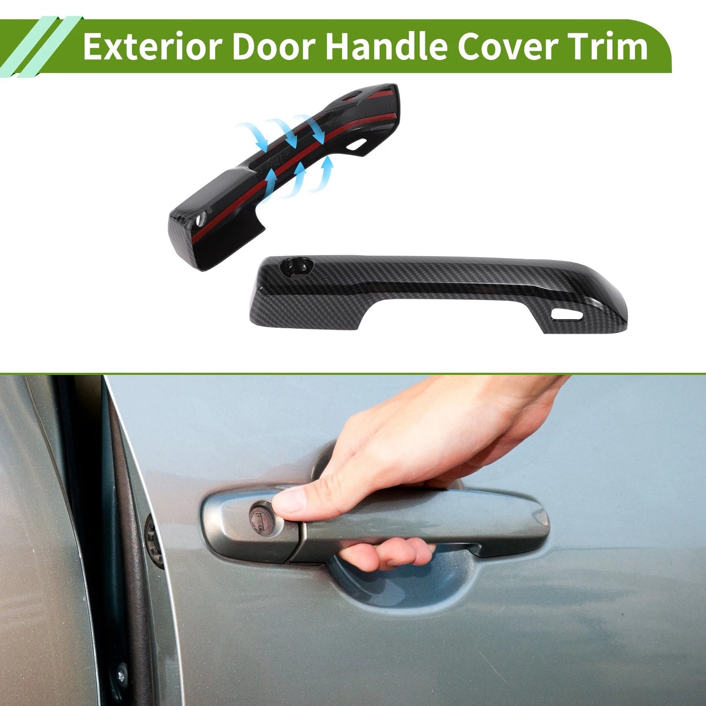 Carbon Fiber Black Exterior Door Handle Cover Trim for Toyota Tundra (2022-2024)