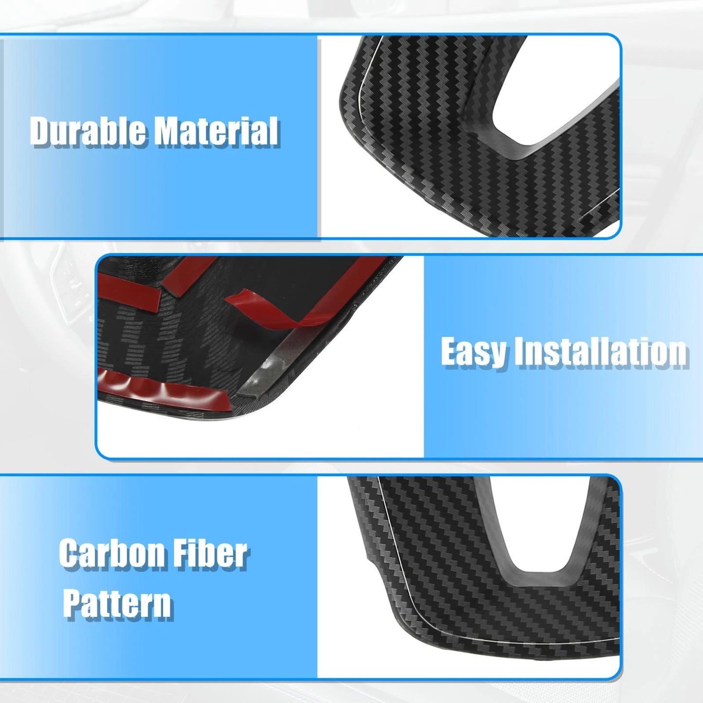 Carbon Fiber Pattern Black Interior Steering Wheel Covers for Kia