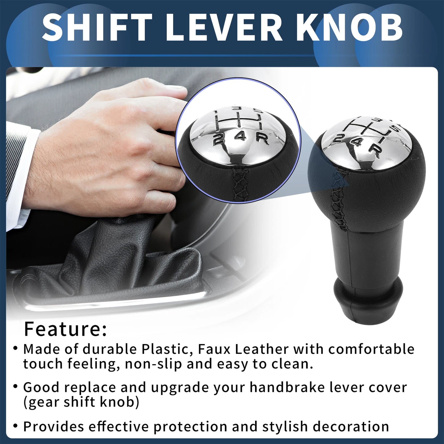 5 Speed Gear Shift Knob for Citroen C3 (2002-2011) Plastic Faux Leather