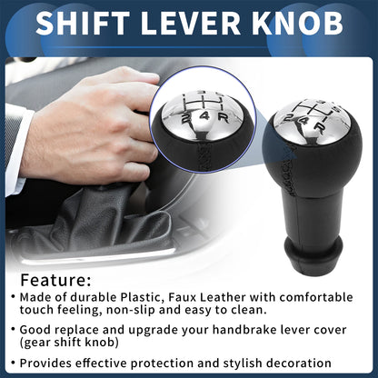 5 Speed Gear Shift Knob for Citroen C3 (2002-2011) Plastic Faux Leather