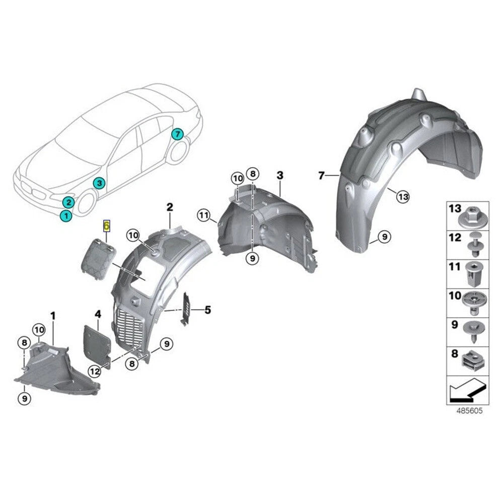 Wheel Mudguards Position Bulb Covers for BMW 5–8 Series