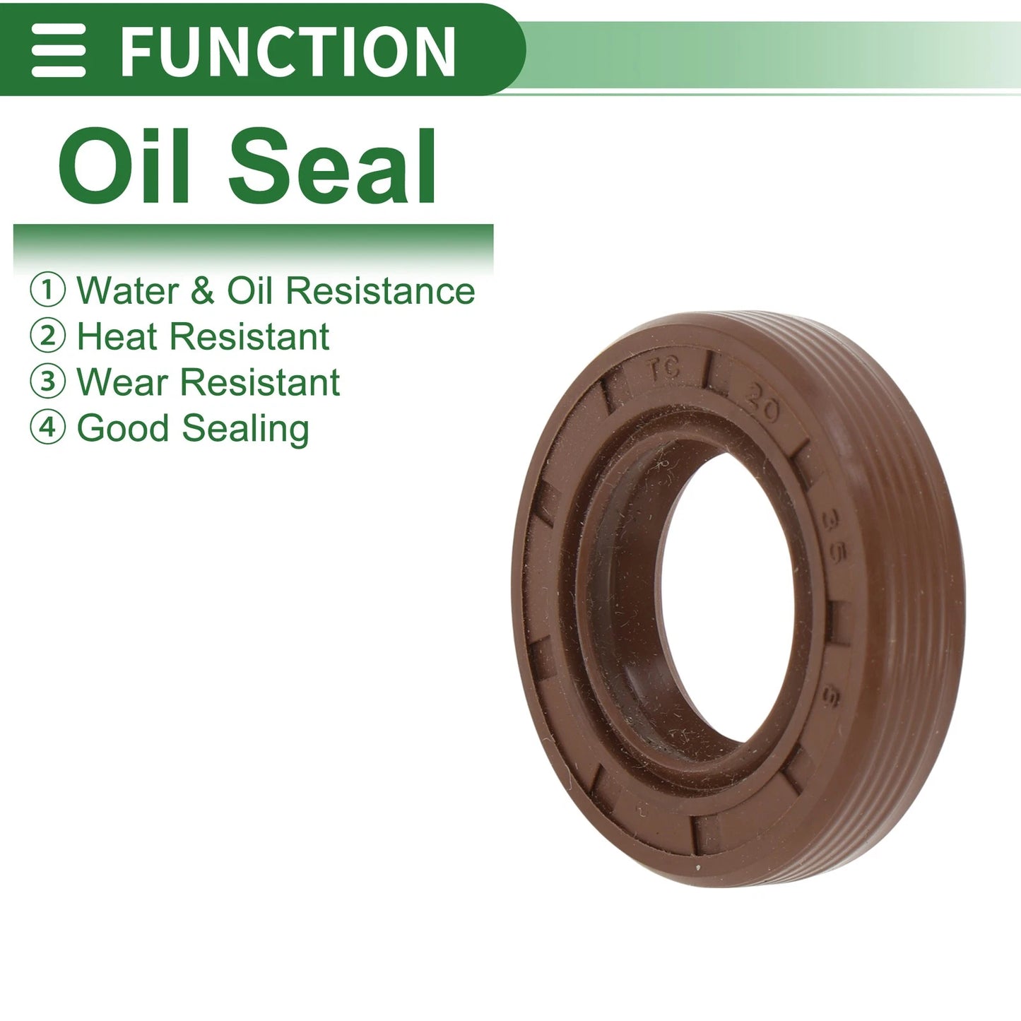 Oil Seal 20x35x8mm FKM Rubber High Pressure Brown 5 Pcs for Make Model