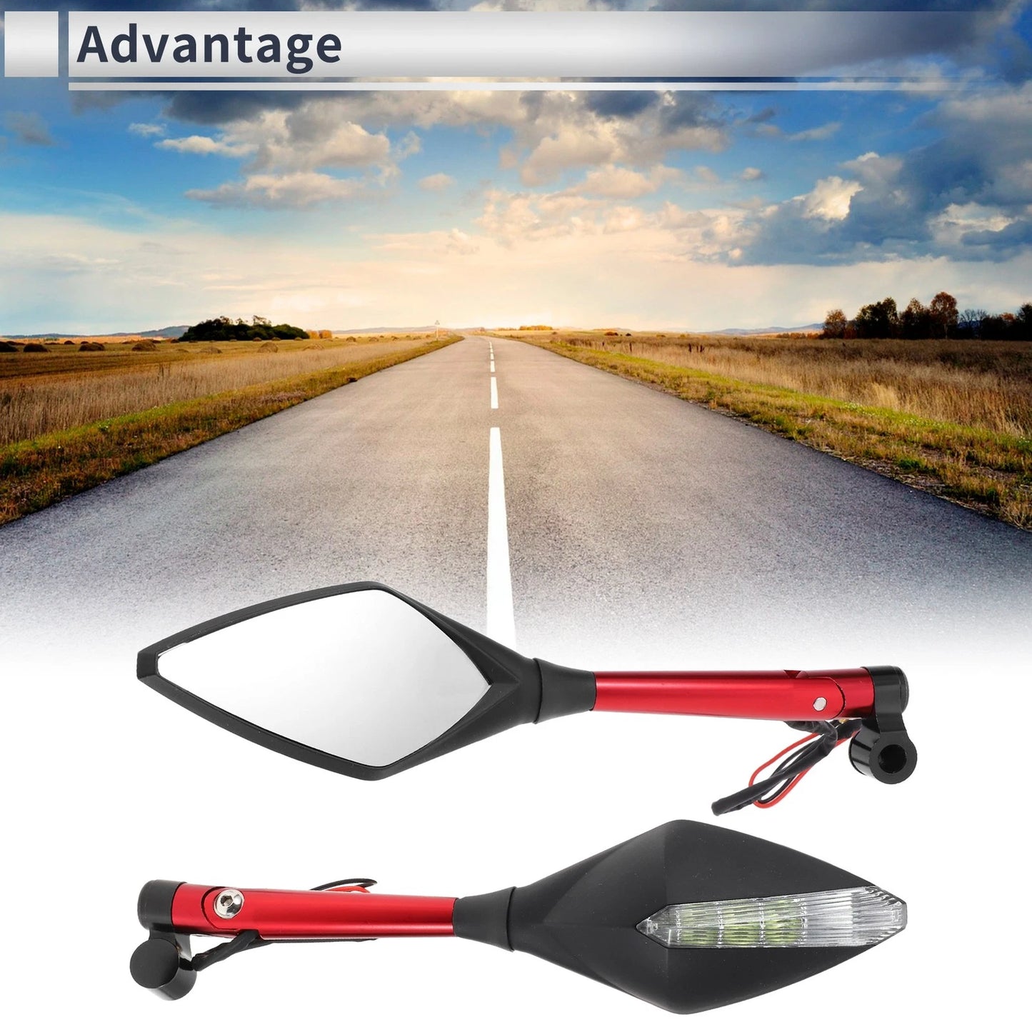 M8/M10 Motorcycle Rear View Mirror Handlebar Mirror Red Aluminum Alloy 1set