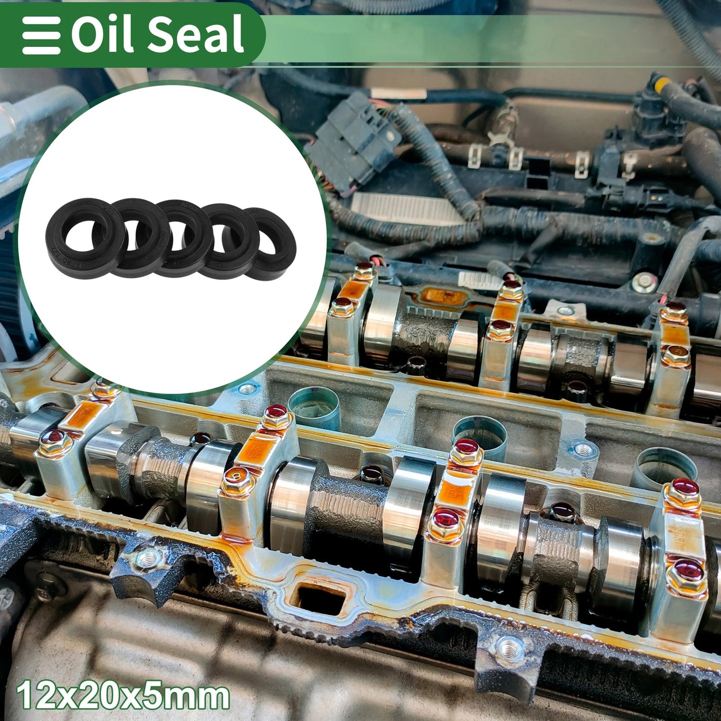 Oil Seal NBR Rubber 12x20x5mm Black 5 Pcs for Make Model