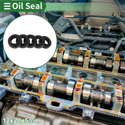 Oil Seal NBR Rubber 12x20x5mm Black 5 Pcs for Make Model