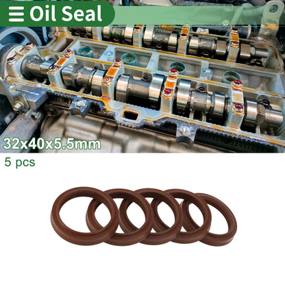 Oil Seal 32x40x5.5mm FKM Rubber Brown 5 Pcs for Make Model