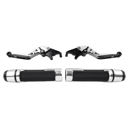 Silver Extendable Brake Clutch Levers & Handlebar Grips for BMW R1200GS (2004-2012)