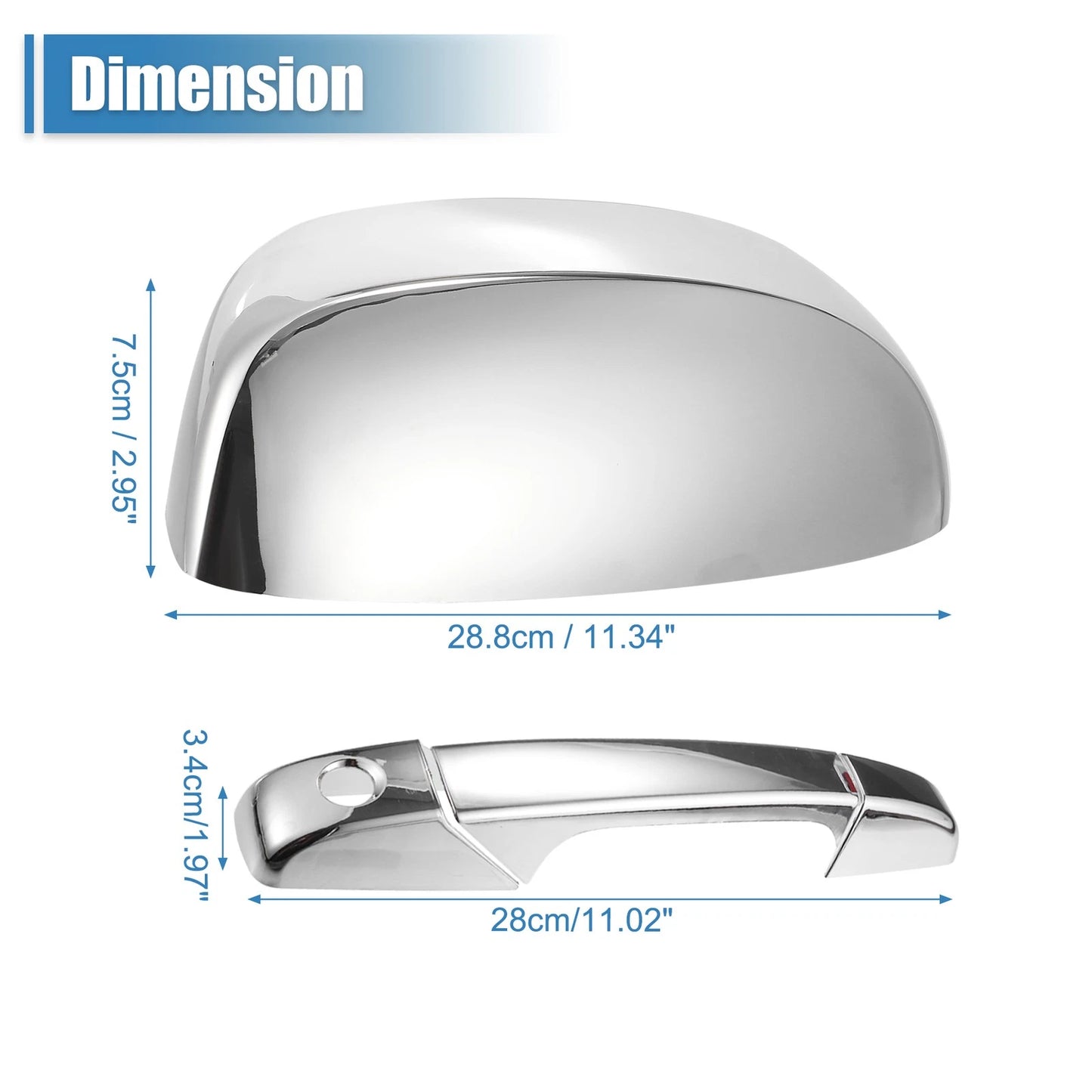 Chrome Plated Half Mirror Covers Handle Cover for GMC Sierra 3500