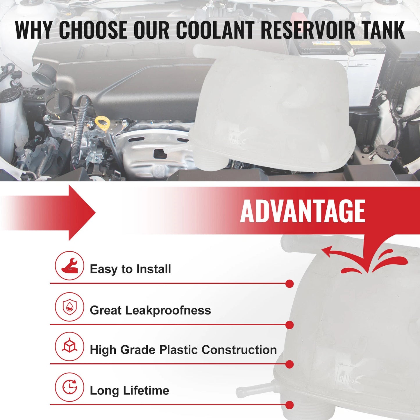 Coolant Expansion Tank for VW Golf I II 1.6 1.8 GTI (1983-1992)