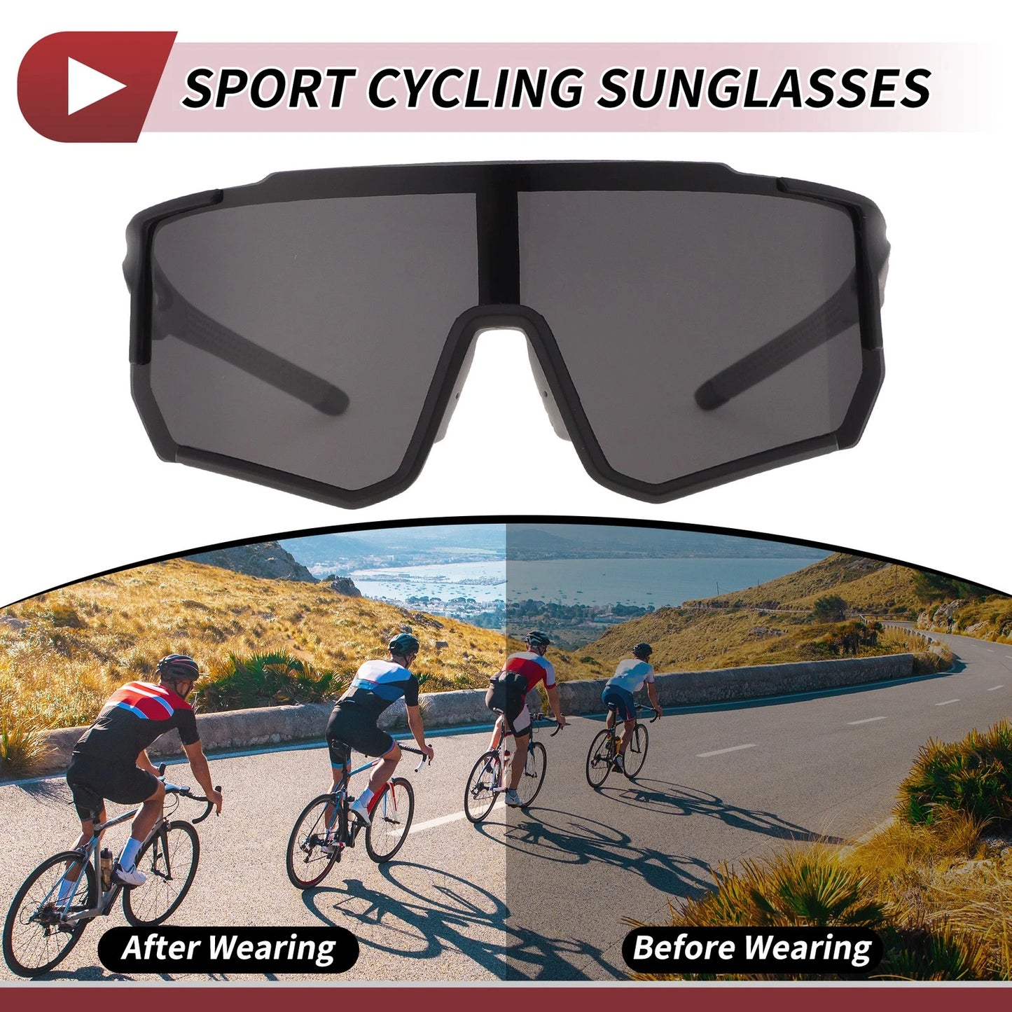 Motorcycle Riding Goggles Black Lens Black Frame PC UV400