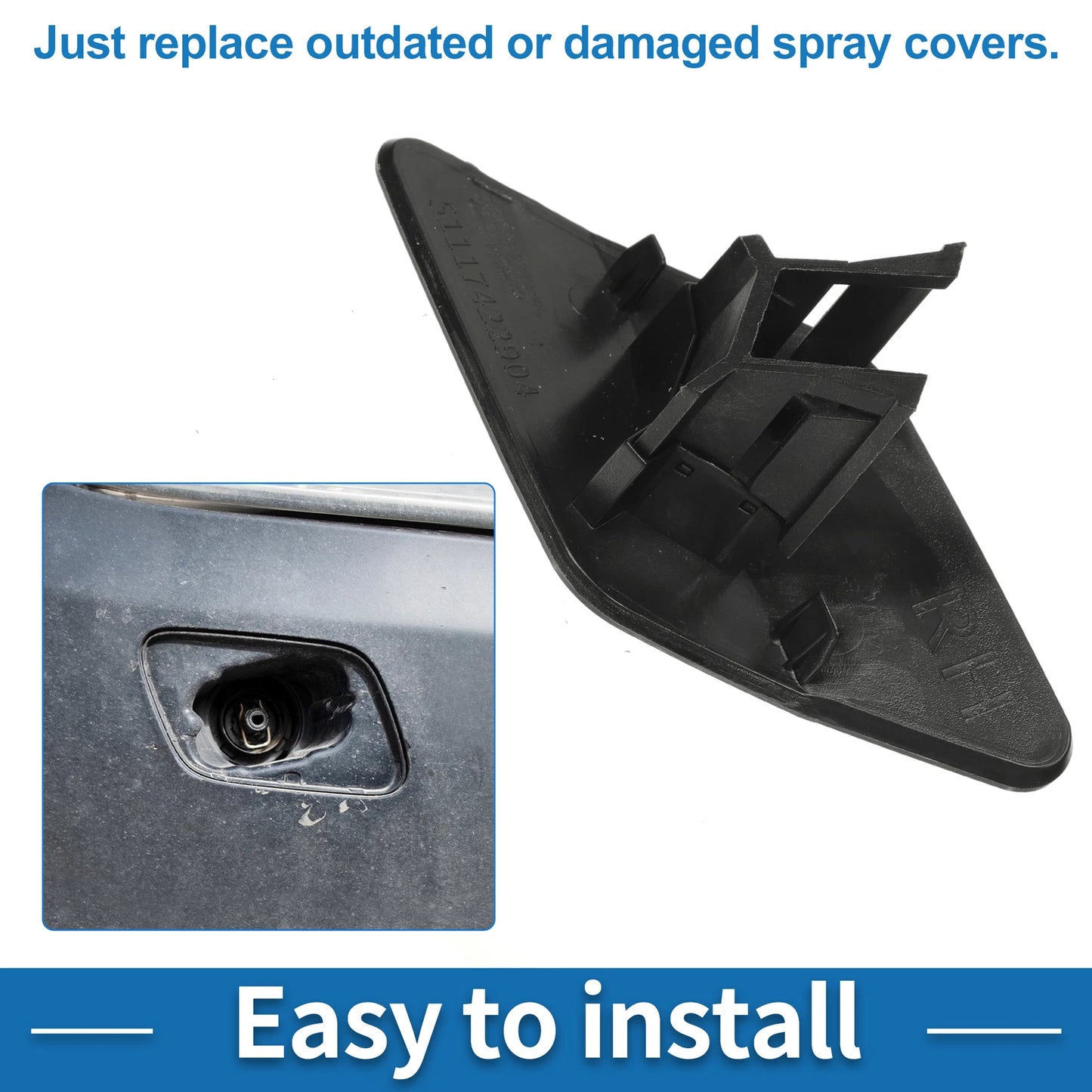 Front Right Washer Nozzle Cover for BMW X6 2015-2019 (2 x White Caps)