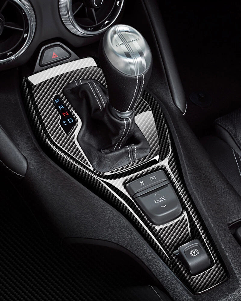 Real Carbon Fiber Center Console Gear Shift Knob Trim fit For Camaro 2016-2019