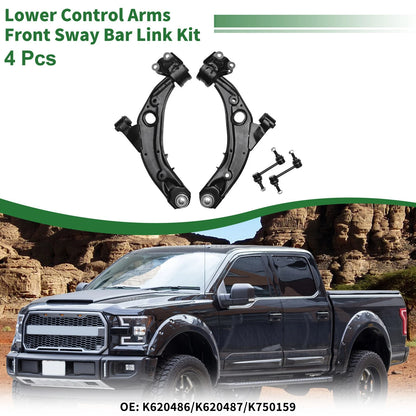 4 Pcs Front Stabilizer Bar Links & Lower Control Arms for Ford Edge (07-14)