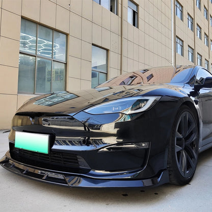 Bumper Splitter Lip for Tesla Model S (2021-2024) Black