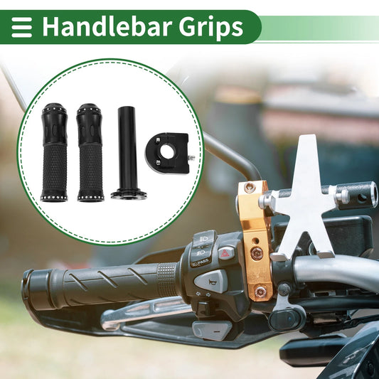 7/8" 22mm Hand Grips Cover Rhombus Pattern Black for Motorcycle