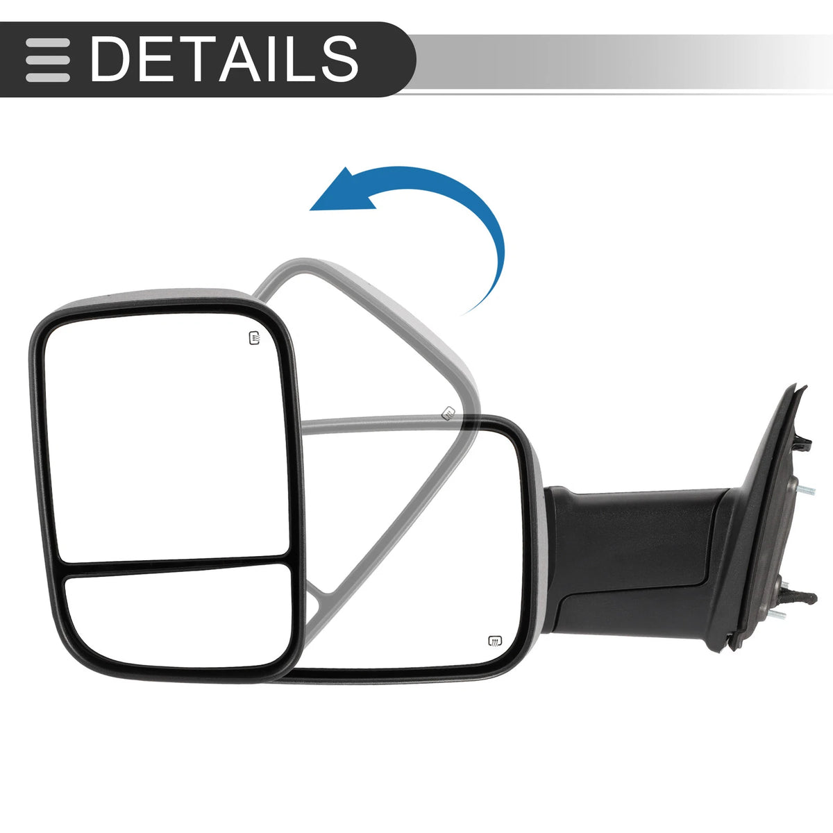 Tow Mirrors for Dodge Ram 1500 with Turn Signal Light Black 2 x (2009-2018)