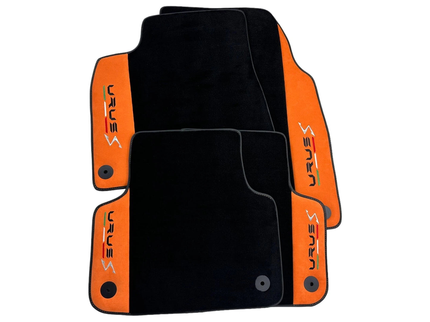 Black Floor Mats for Lamborghini Urus S 2023-2024 with Orange Alcantara