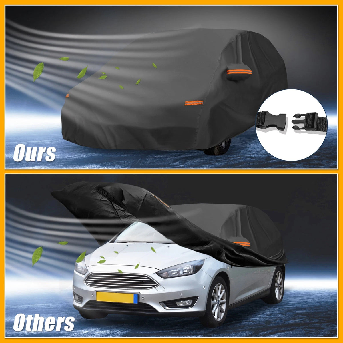 Waterproof All Weather Car Cover with Reflective Straps for Ford Focus (2000-2023)