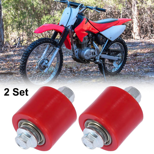 2 x 8mm Motorcycle Chain Pulley Roller Slider Wheel Guide Red