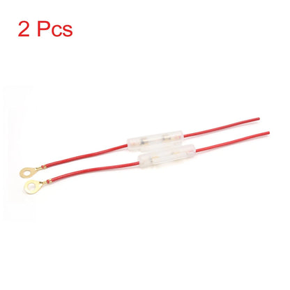 2 x Red Universal Wired Inline Fuse Holder Connector Adapter for Motorcycle Car