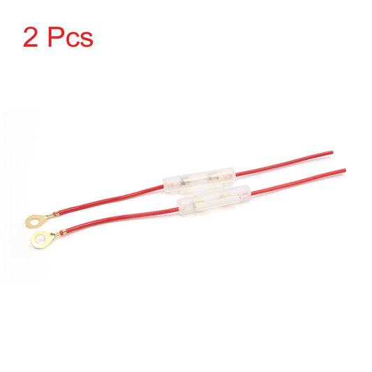 2 x Red Universal Wired Inline Fuse Holder Connector Adapter for Motorcycle Car