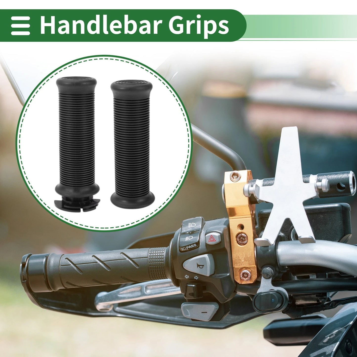 7/8" 22mm Hand Grips Cover Kit TPU Black for Motorcycle