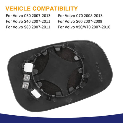Left Driver Side Mirror Glass with Backing for Volvo