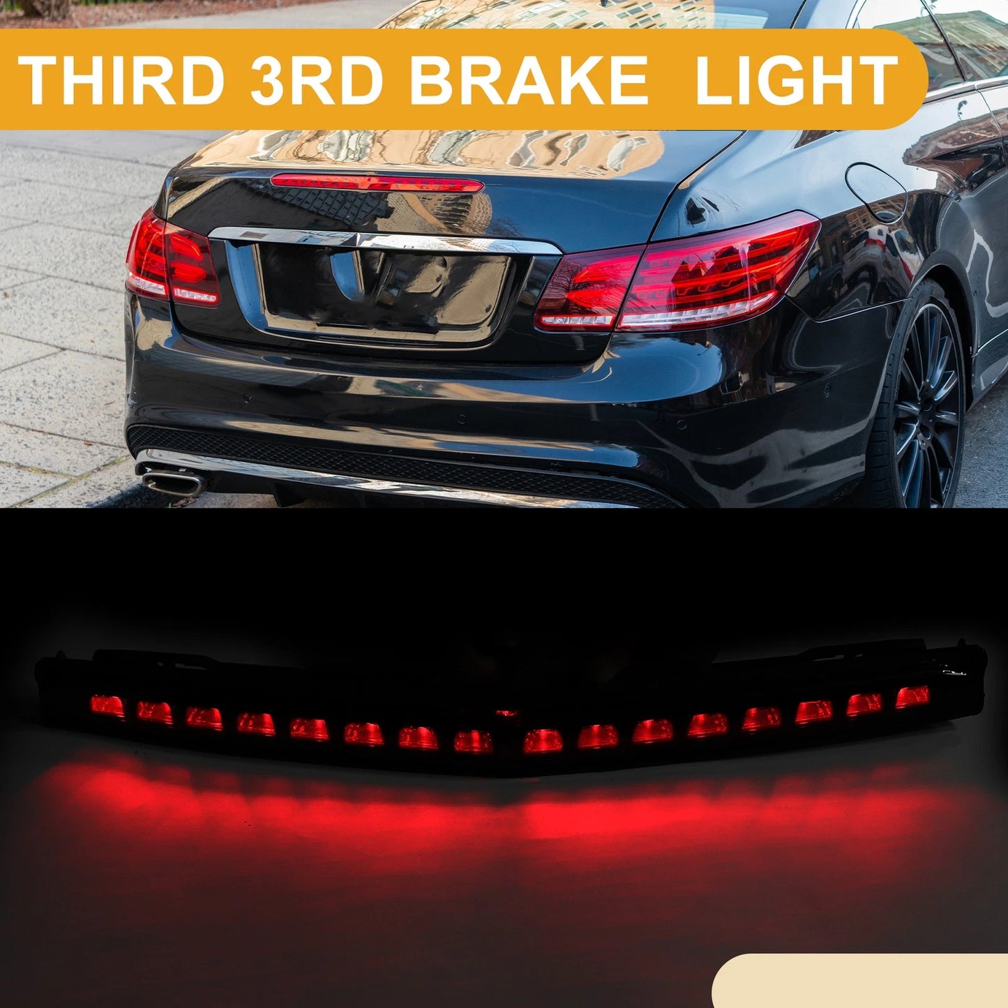 Third Brake Stop Light for Mercedes-Benz E550 2012-2017 ABS Black 1 x