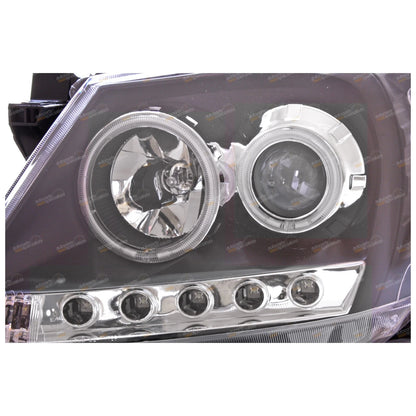 2 x LED Black Projector Headlights for Toyota Hilux (2005–2011)