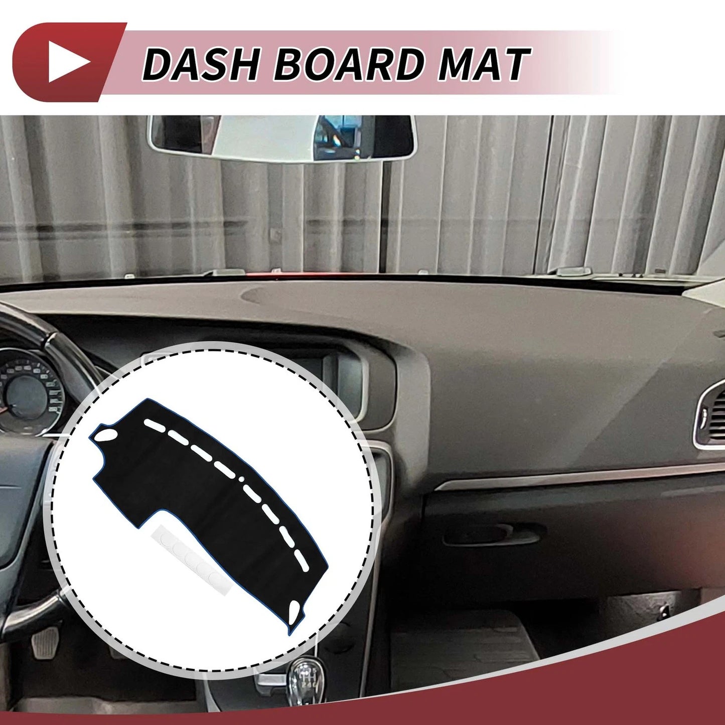 Dashboard Cover Mat for Volvo V40 2013-2017 Sun Protector Pad Black Blue