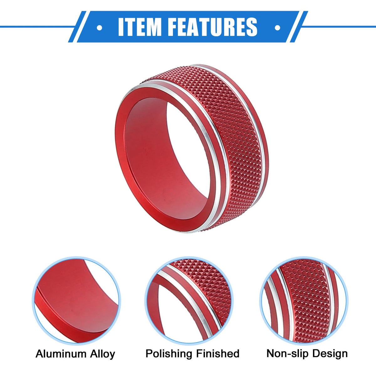 Car AC Climate Control Knob Rings for Toyota Camry (2021-2023) Red