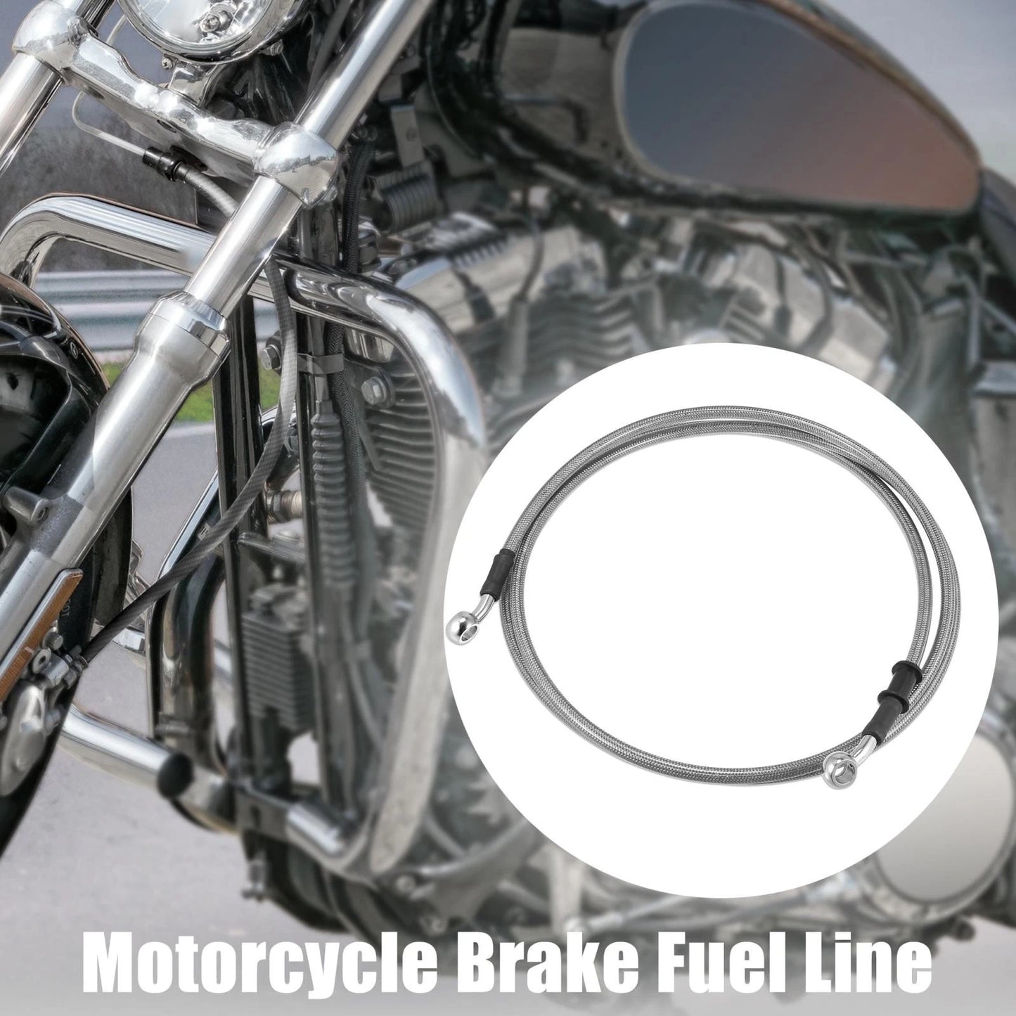10mm Motorcycle Braided Brake Clutch Oil Hoses Pipe Silver Tone for Make Model
