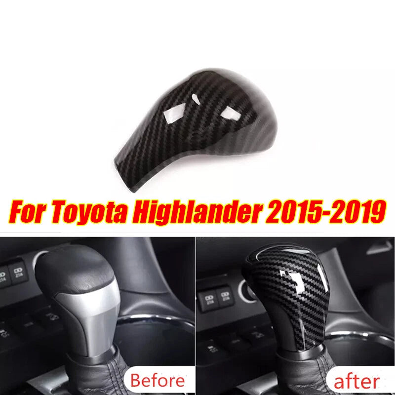 Carbon fiber Gear Shift Knob Cover Trim Decor for Toyota Highlander (2015–2019)