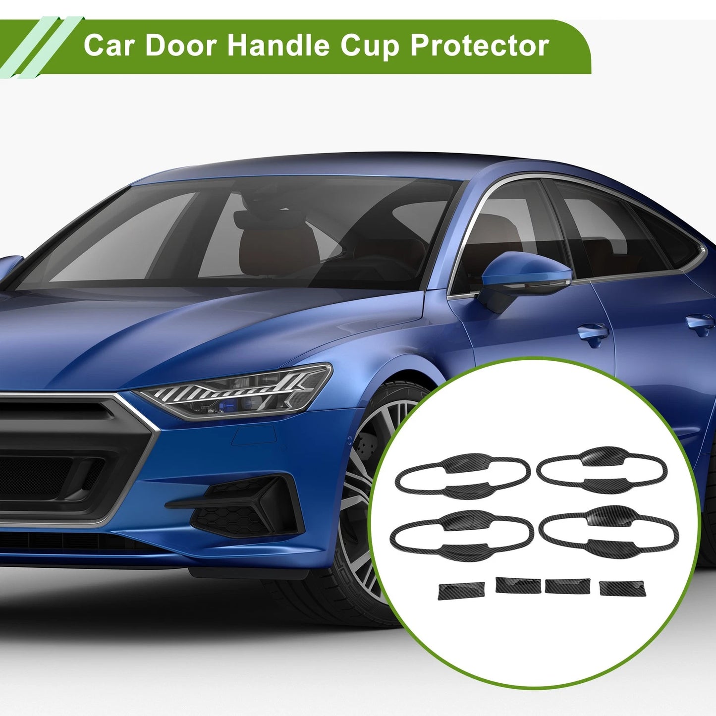Car Door Handle Cup Protector for Toyota Highlander Kluger Carbon Fiber Black