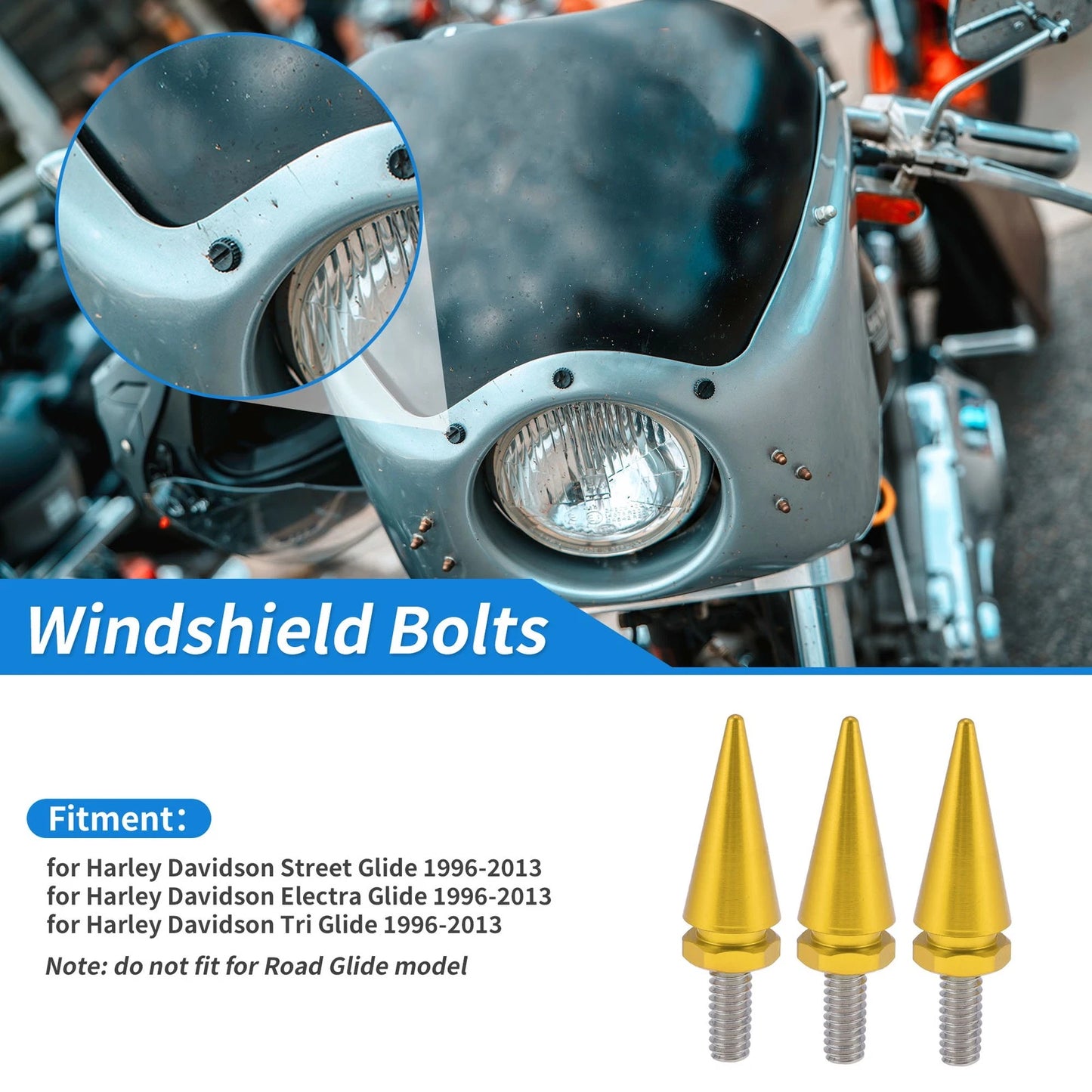 Windshield Bolts for Harley Davidson Street Glide (1996–2013)