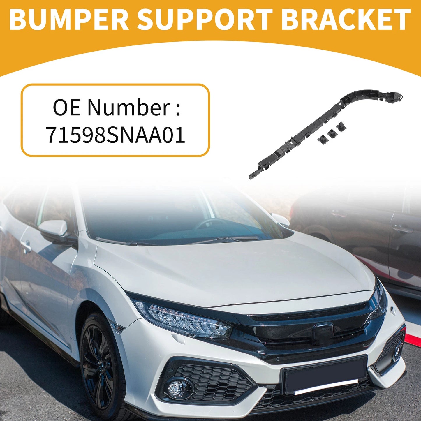 LH Rear Bumper Support Bracket for Honda Civic (2006-2011) 1 Pc Black ABS