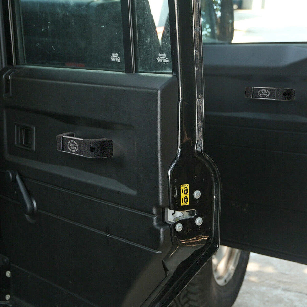 2 x Black Aluminium Interior Door Grab Handles for Land Rover Defender (1990-2016)
