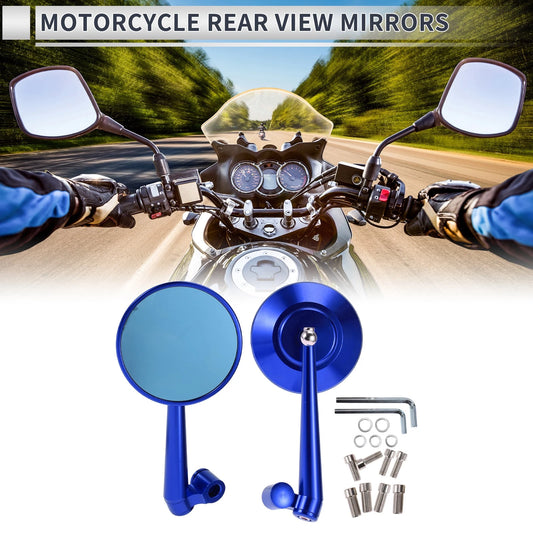 M8/M10 Motorcycle Rear View Mirrors Handlebar Blue Aluminum for Bikes