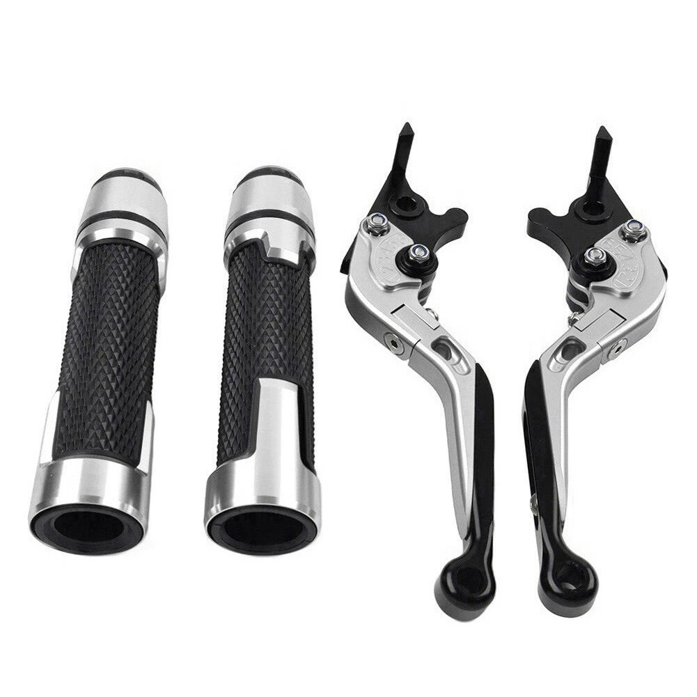 Silver Extendable Brake Clutch Lever Grip Set for Yamaha YZF R1 (2009-2014)
