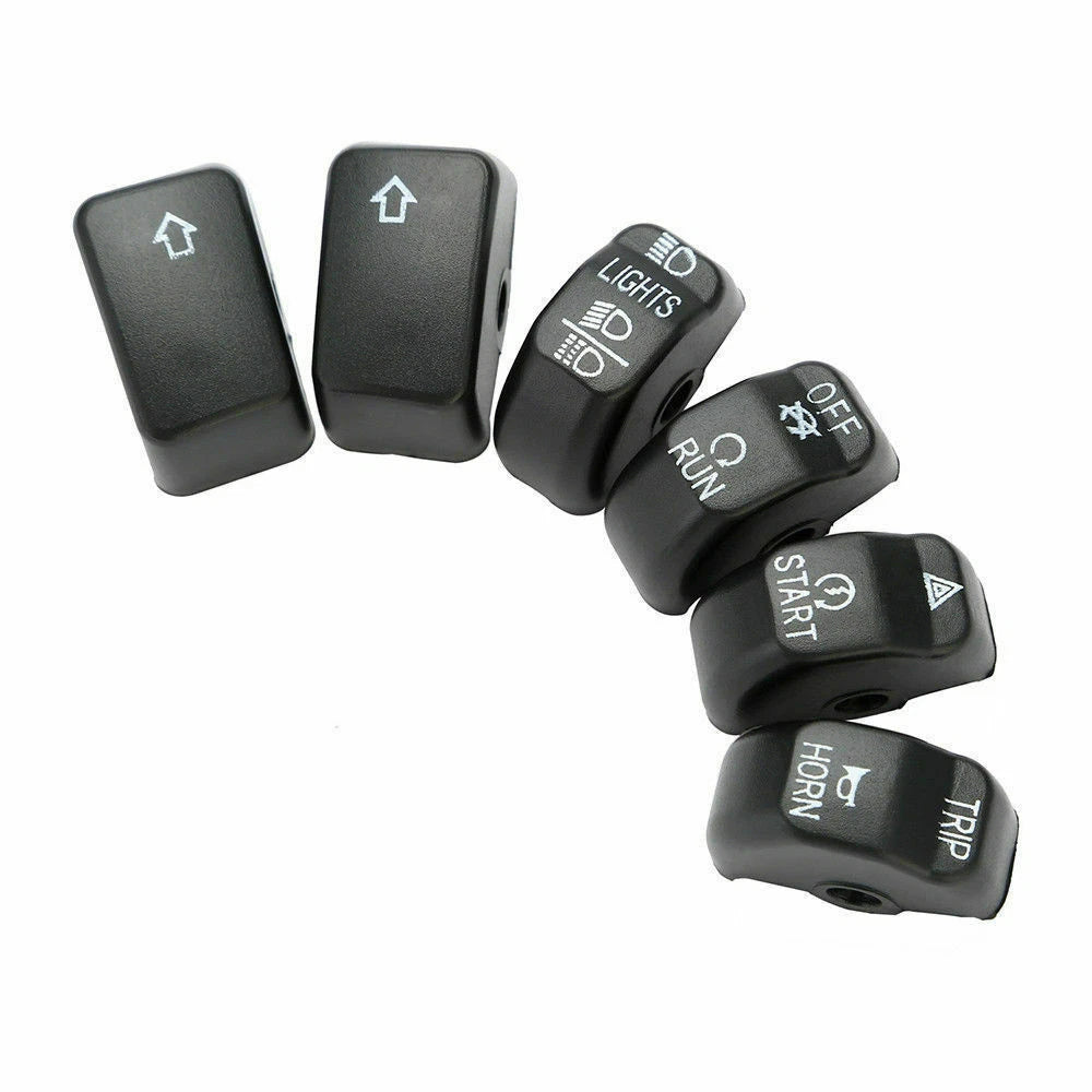 Black Hand Control Switch Button Covers for Harley Softail & Sportster
