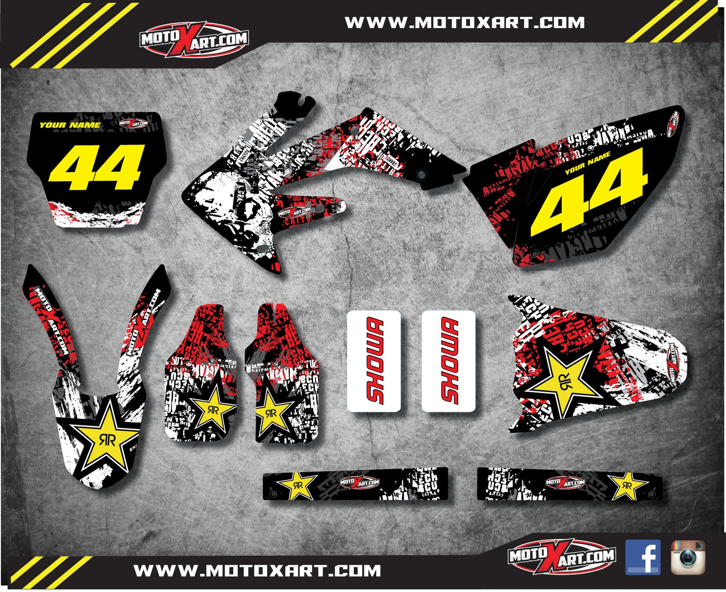Custom Graphics Full Kit for Honda CRF 250 (2004-2005) GRAFFITI Style Stickers