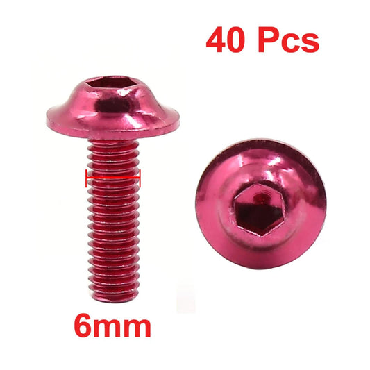 40pcs Red M6 Hex Bolts Screws for Motorbike Sportbikes Fairing Bodywork