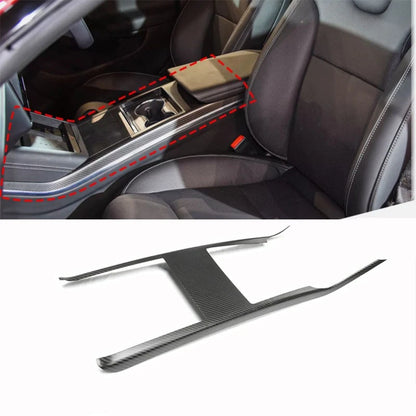 100% Carbon Fiber Console Cup Panel Cover Trim Matte for Tesla Model S X 2021+