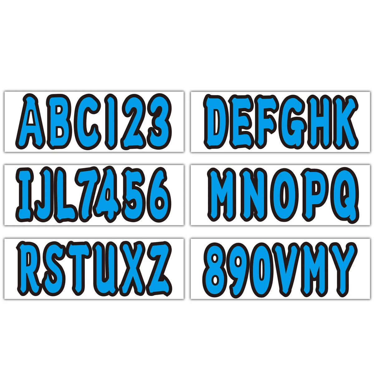 Boat Registration Decals Custom Numbers Letters A-Z & 0-9 Blue 4 Sets