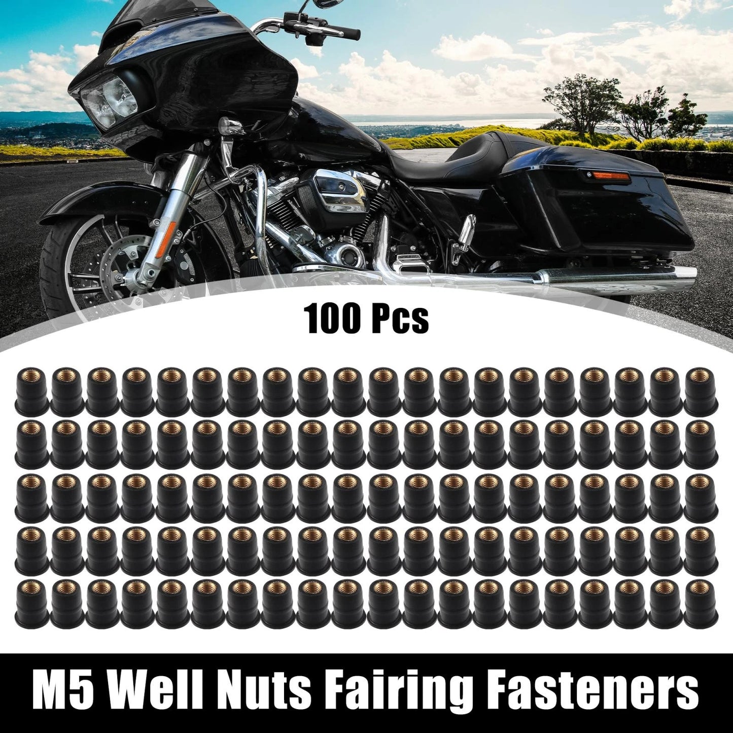 Well Nuts / 100pcs / Fairing Fasteners Windshield Screws Nuts for Motorcycle