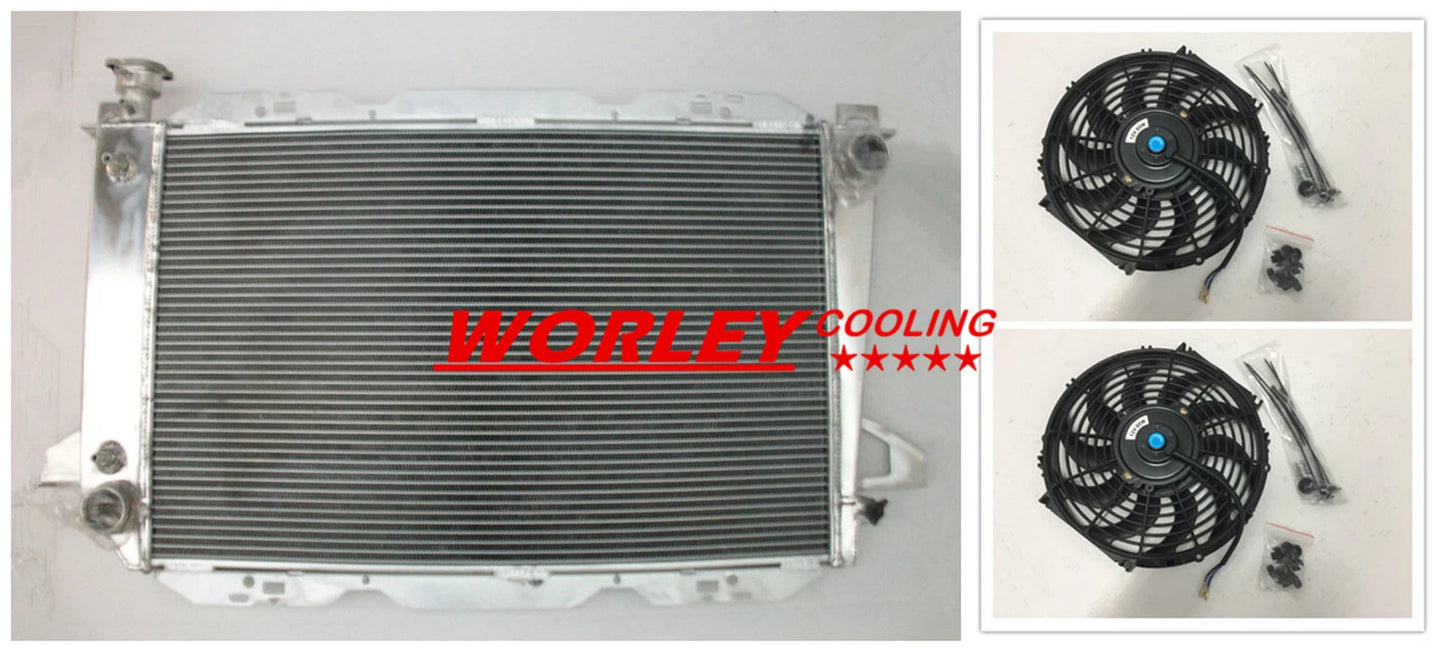 Aluminum Radiator & Fans for Ford F100 F150 F250 F350 Bronco V8 (1987-1997)