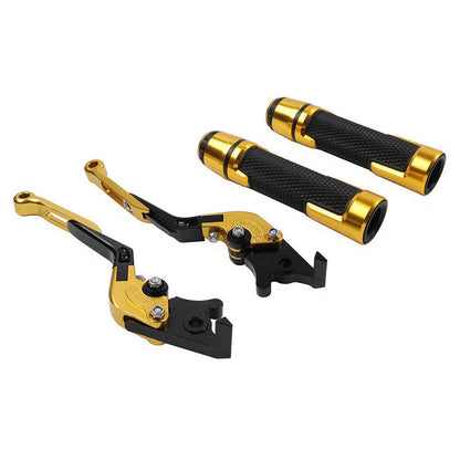 Gold Extendable Brake Clutch Levers & Handlebar Grips for Suzuki DL1000 (2002-2023)