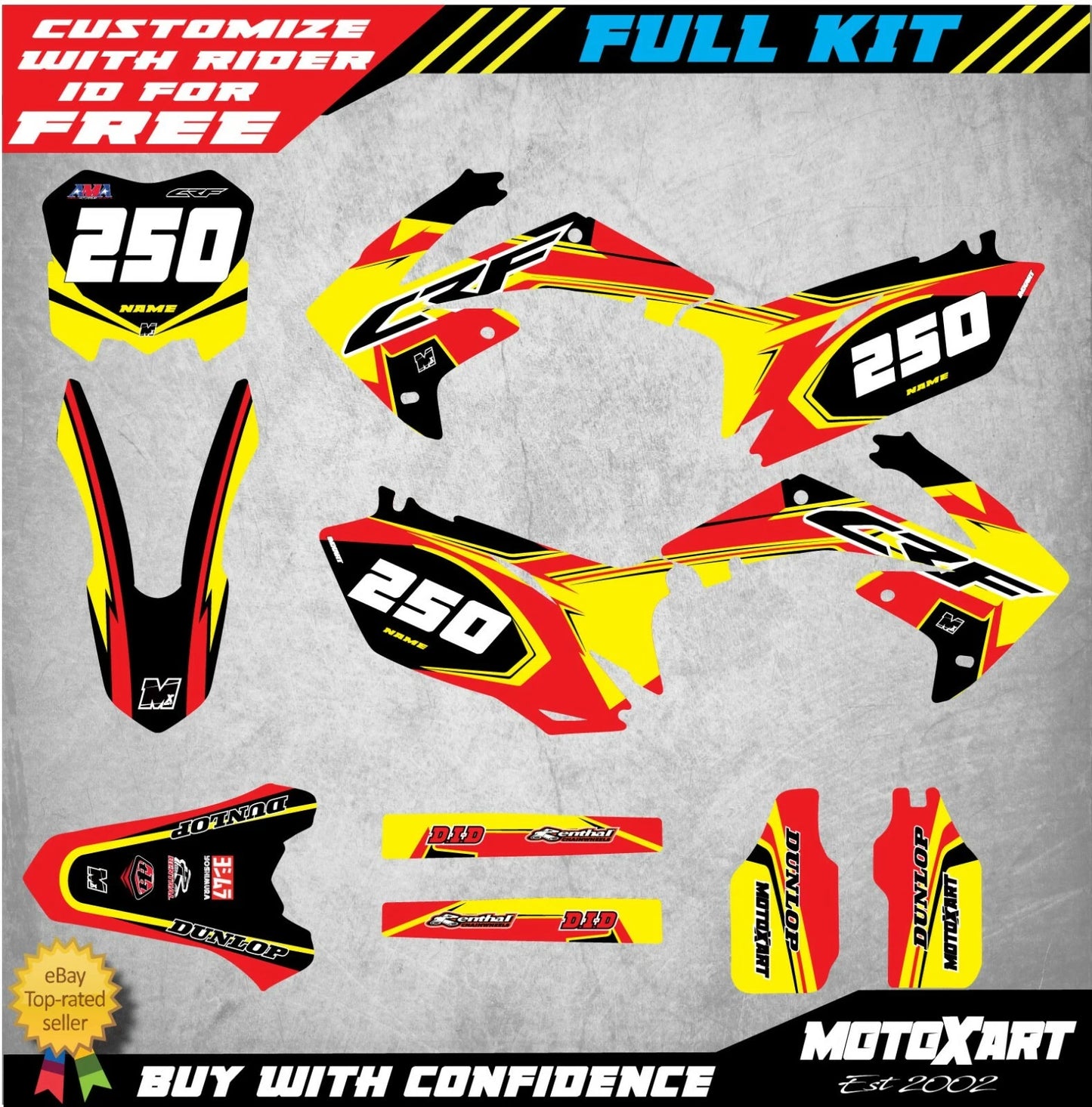 Full Custom Graphic Kit for Honda CRF 250 (2010-2013) - FLOW Style Decals