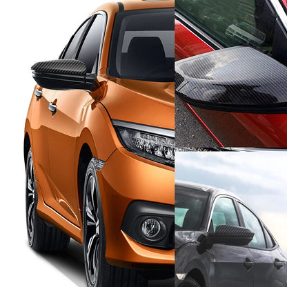 Carbon Fiber Black Door Side Rearview Mirror Covers for Honda Civic (2016-2021)