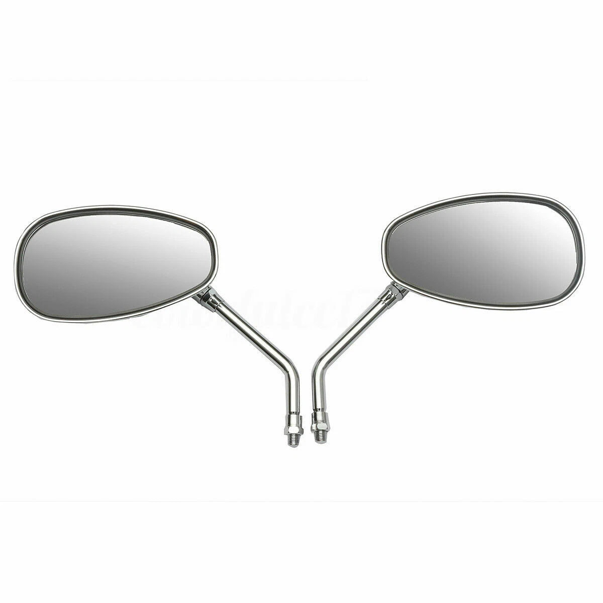 Chrome Motorcycle Oval Rearview Side Mirrors 10mm for Cruiser Chopper